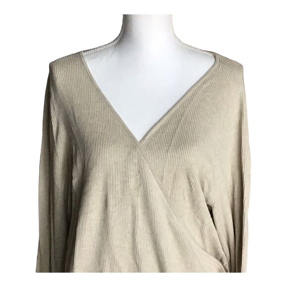 Leith Women’s Plus Size 3X Beige V-Neck Wrap Sweater Ribbed Stretch Modal NWOT - Picture 6 of 11